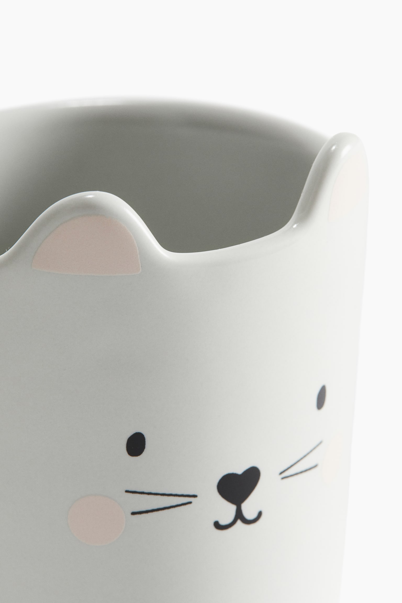 Motif-detail porcelain mug - White/Mouse/Light beige/Leopard/White/Dog - 3