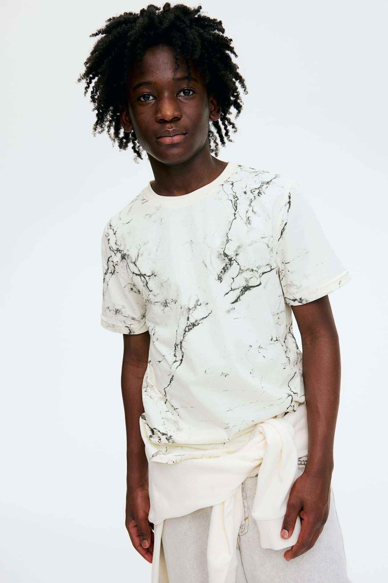 T-shirt Imprimé En Coton - Crème/marbré - ENFANT | H&M CA