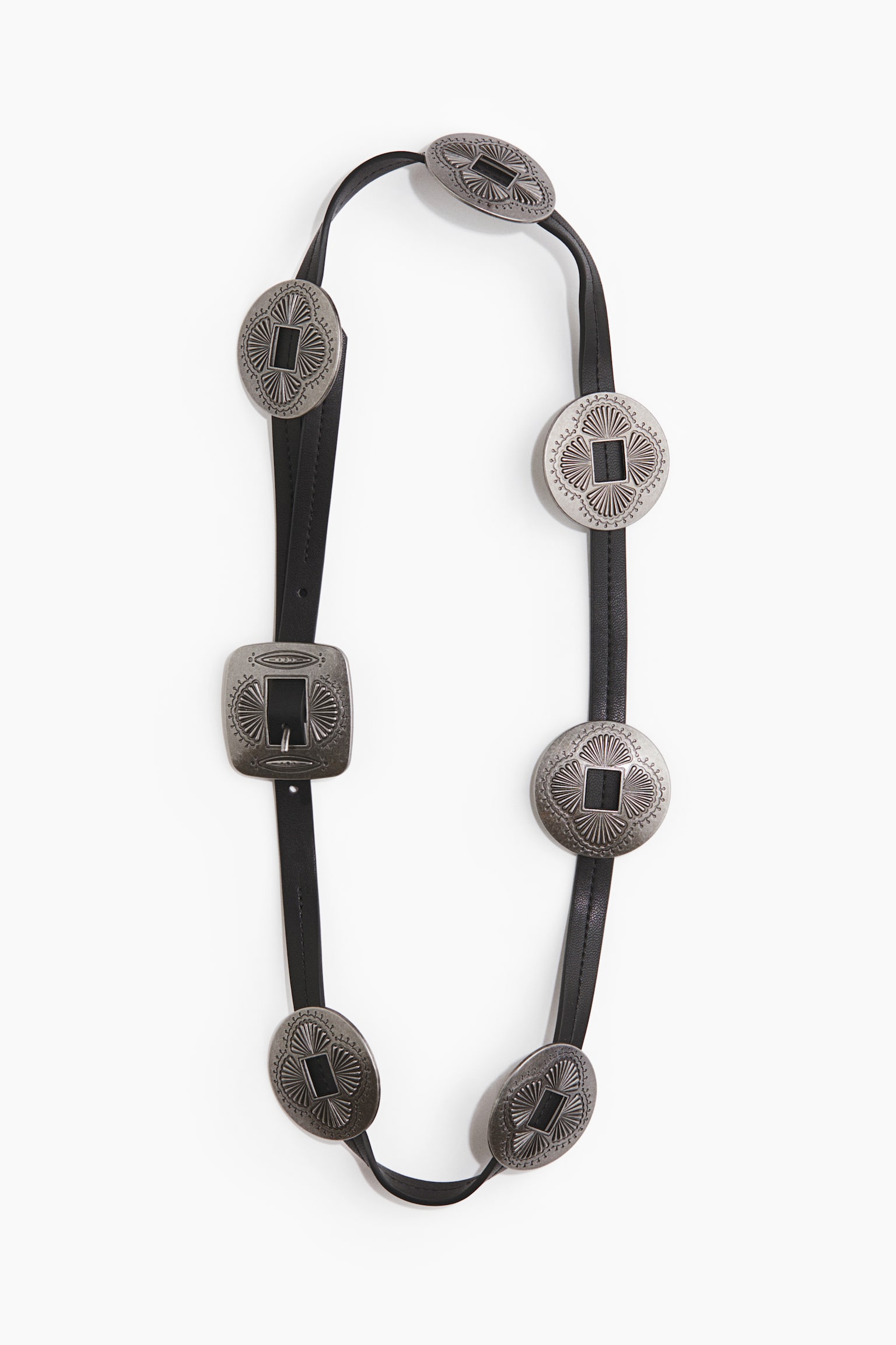 Disc-detail belt - Black/Silver-coloured