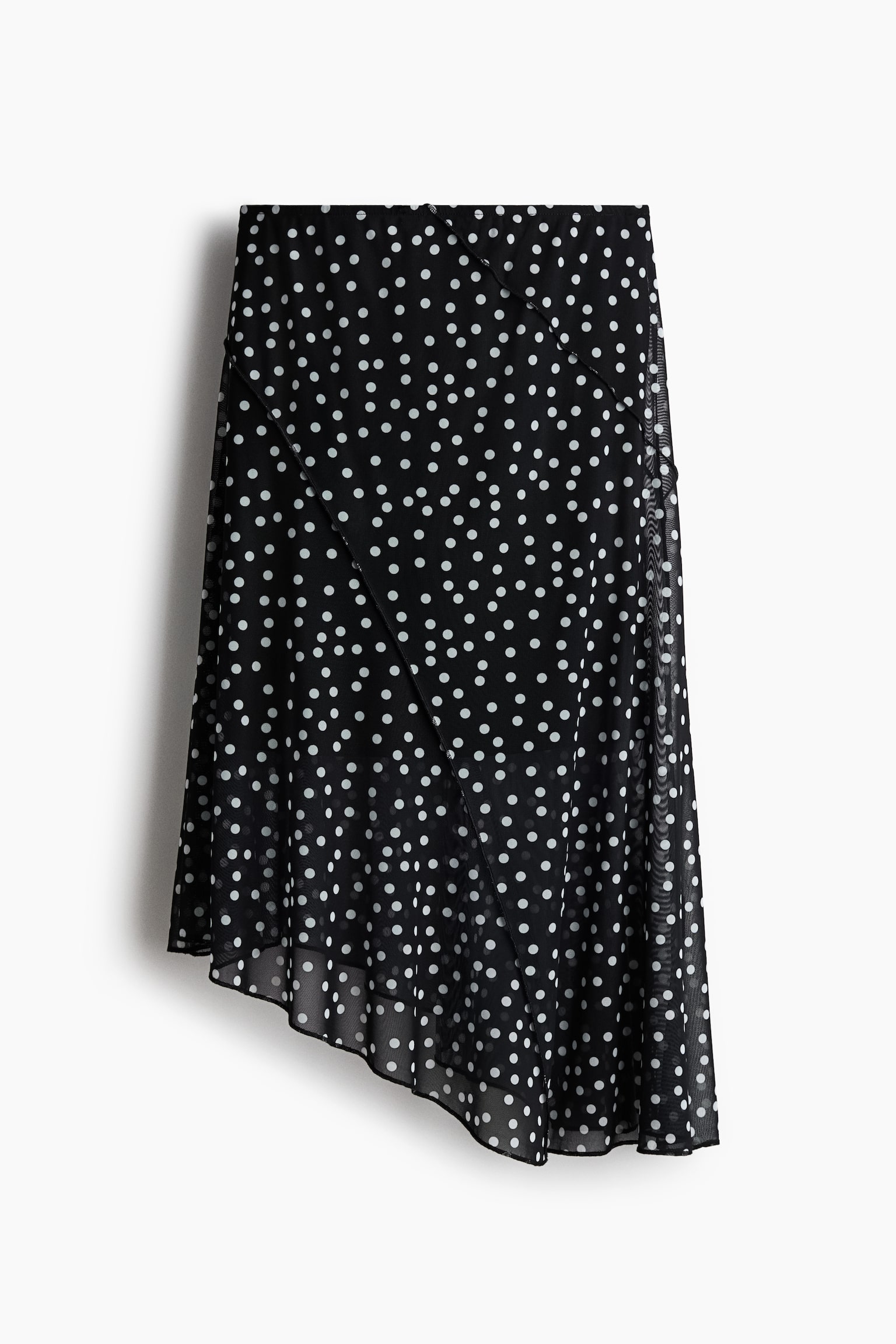 Asymmetrischer Meshjupe - Schwarz/Gepunktet - 1