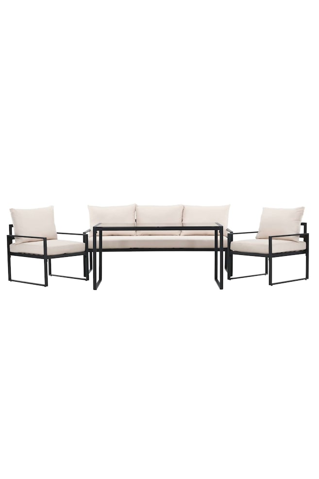 Catania Sofa-set - Stahl, Schwarz/Stahl, Beige - 1