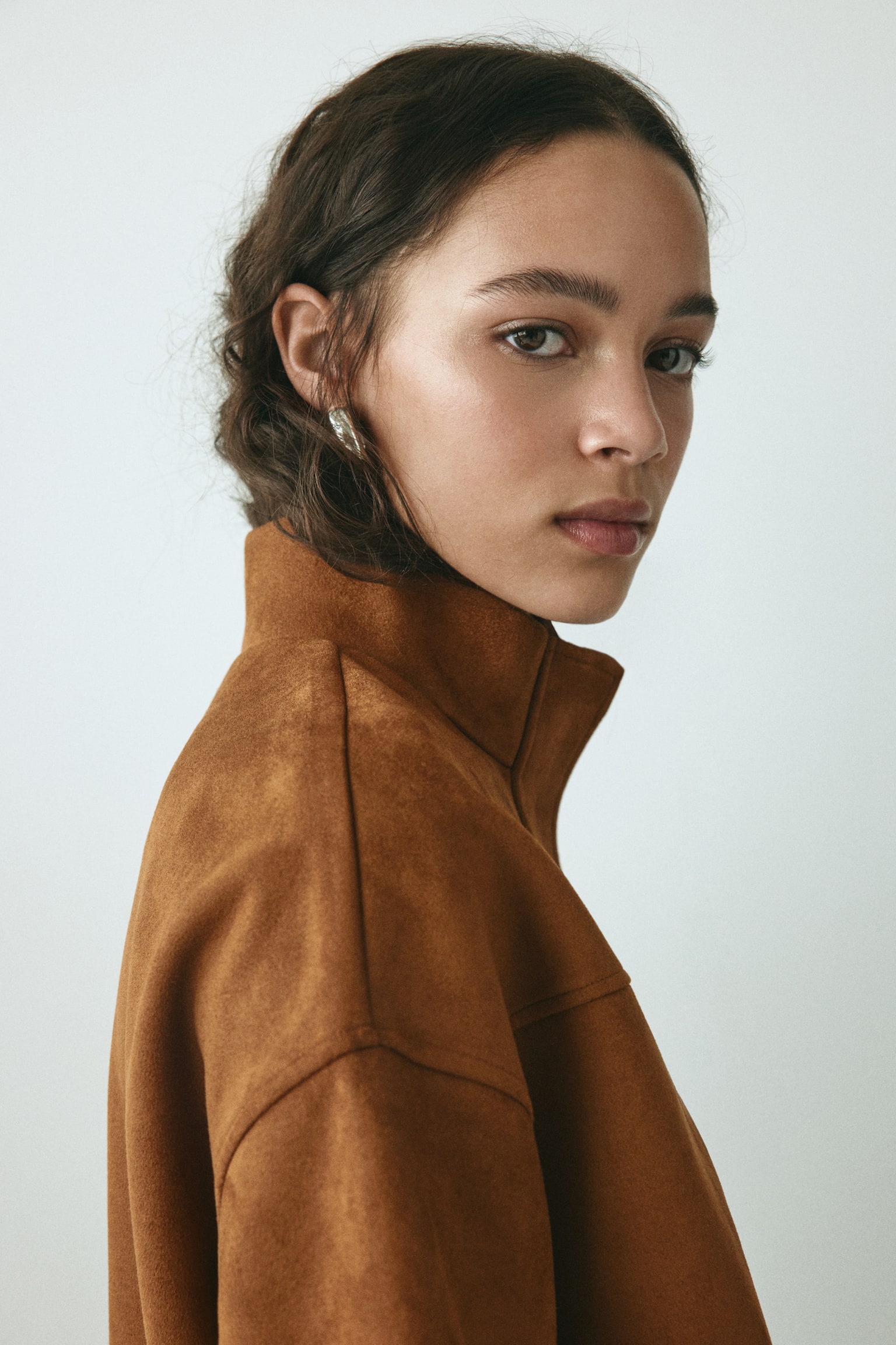 Oversized jacket - Light brown/Light dusty turquoise - 4