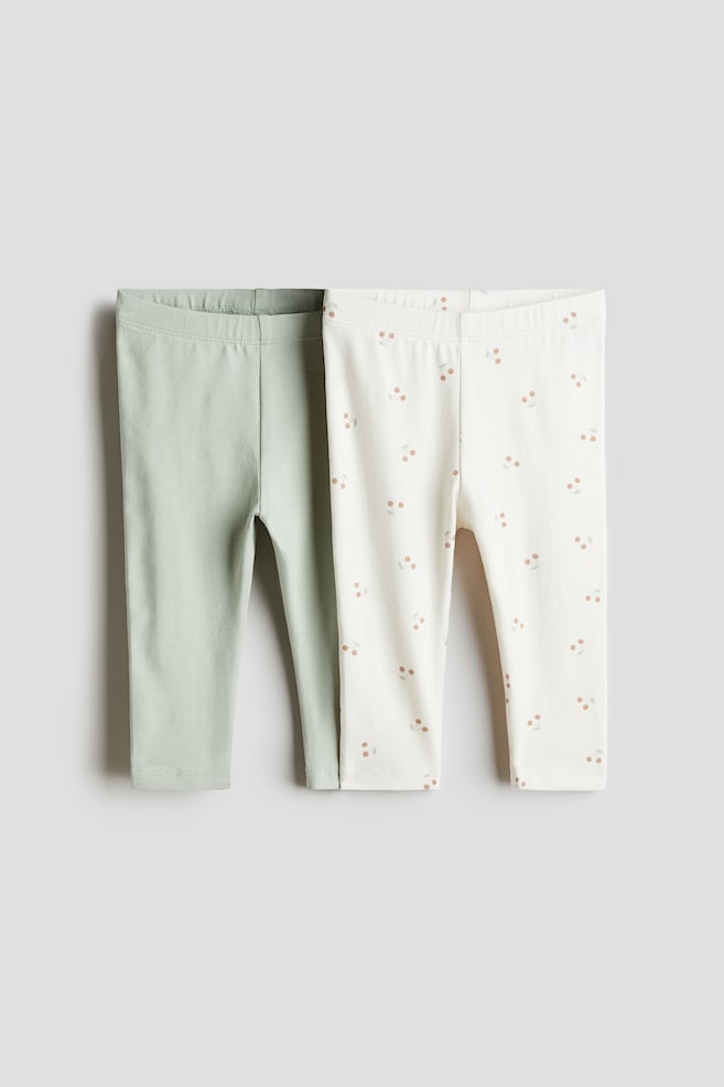 2-pack Leggings - Light green/cherries/Taupe/cream/Black/Light green/dark gray/Pink/light pink/Light dusty pink/beige/Light blue/dark blue/Black/light gray - 1