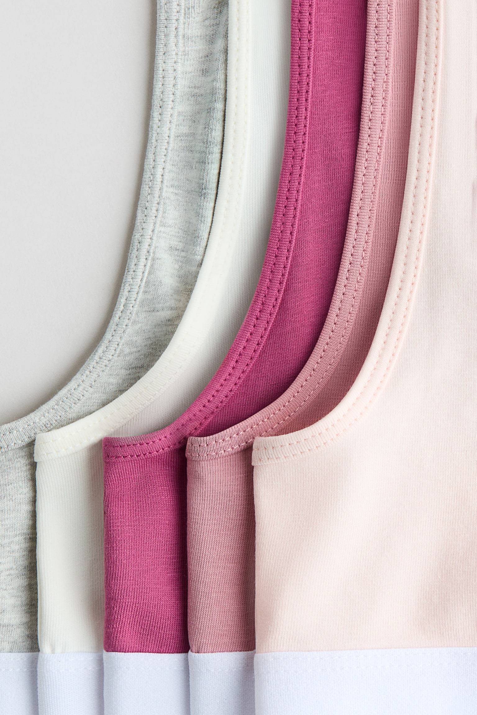 Набір із 5 бавовняних топів - Рожевий/білий/сірий/Світло-зелений/NYC - 2