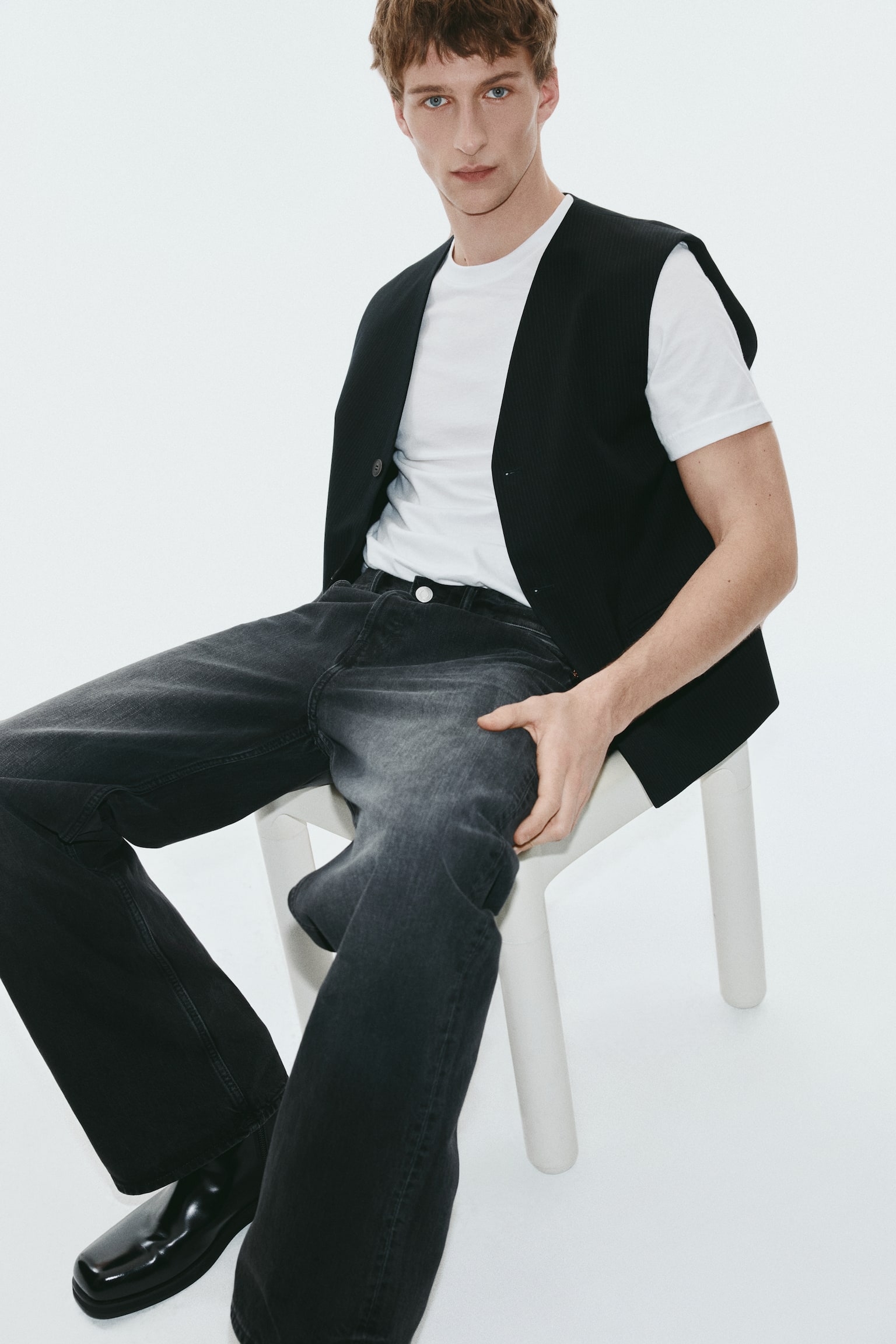 Loose Straight Jeans - שחור/כחול ג'ינס/אפור כהה/חום - 3