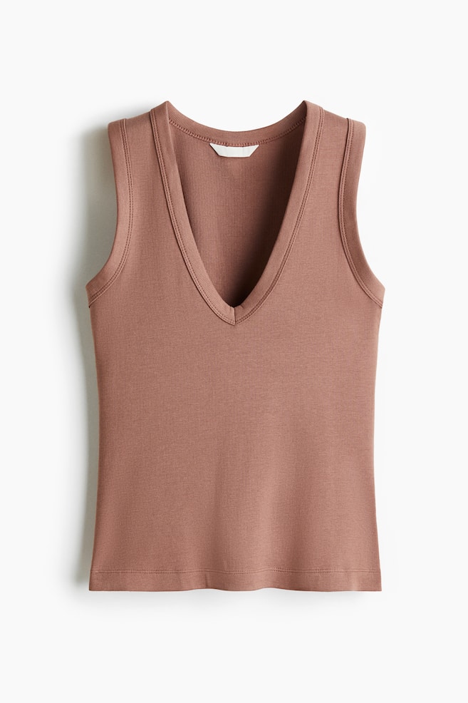 Ribbed vest top - Dusty brown - 1