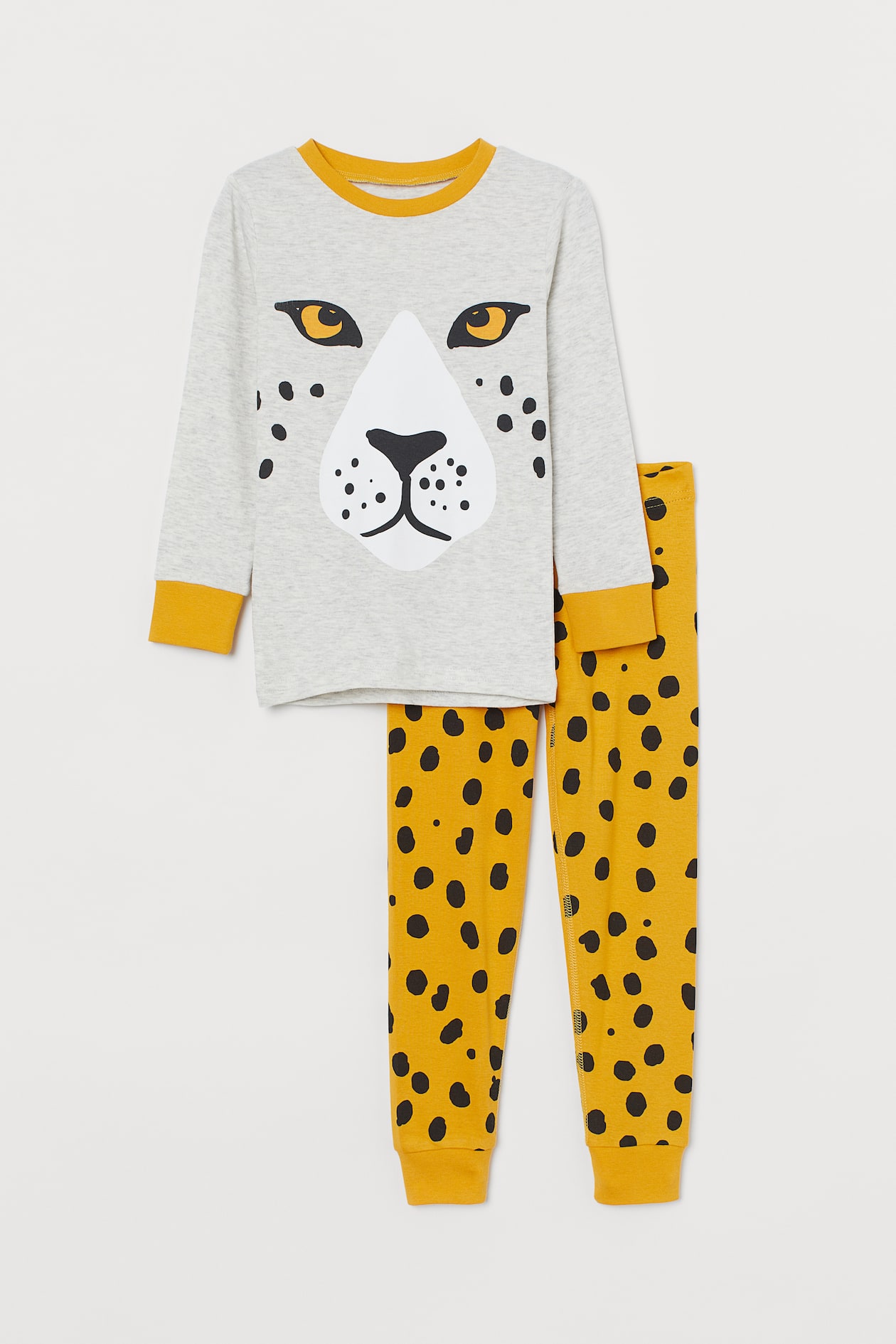 Jersey pyjamas - Long sleeve - Long - Yellow/Leopard - Kids | H&M GB