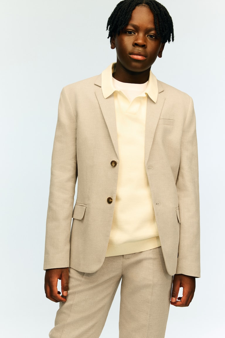 Linen-Blend Jacket Beige Kids H&M US