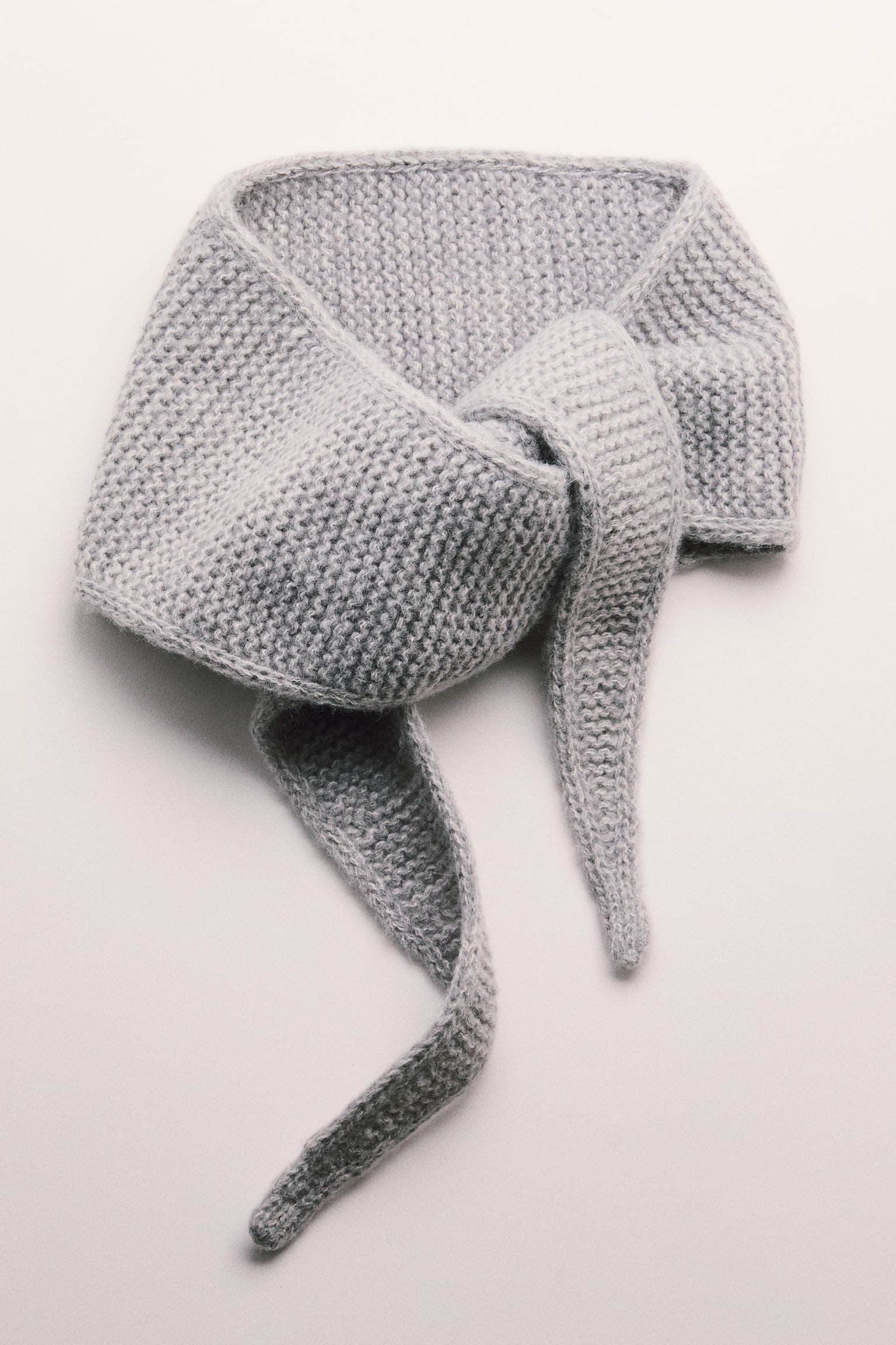 Retstrikket tørklæde - Gråmeleret/Lyseblå - 2