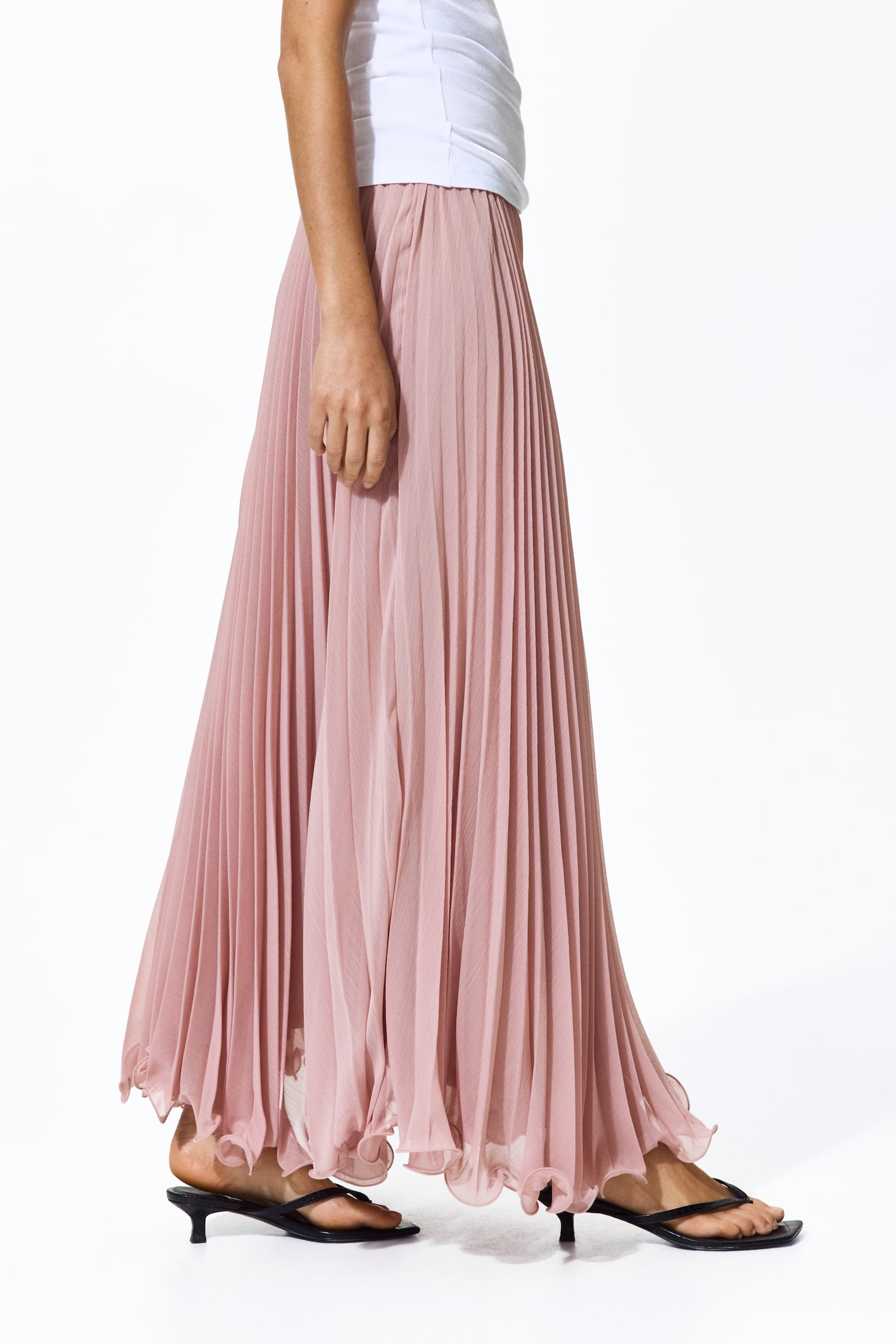 Sheer pleated skirt - Dusty pink/Khaki green/Red/Bright pink/Black - 3