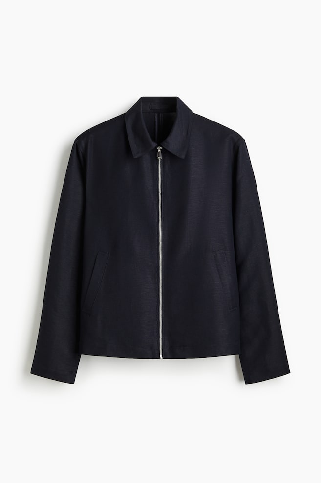 Regular-Fit Linen-Blend Jacket - Navy blue/Light beige - 1
