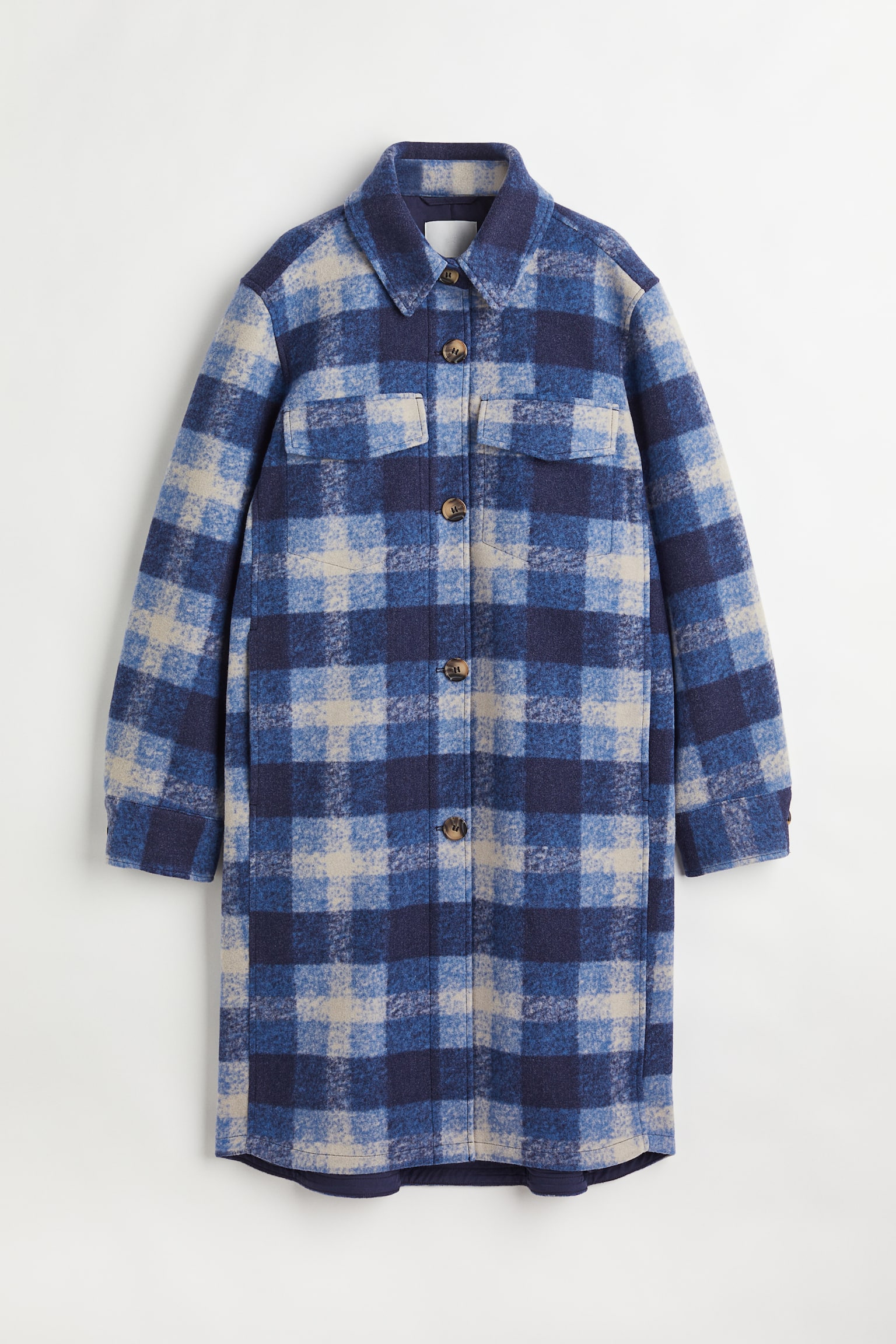 Long Shirt Jacket - Blue/Check - 1