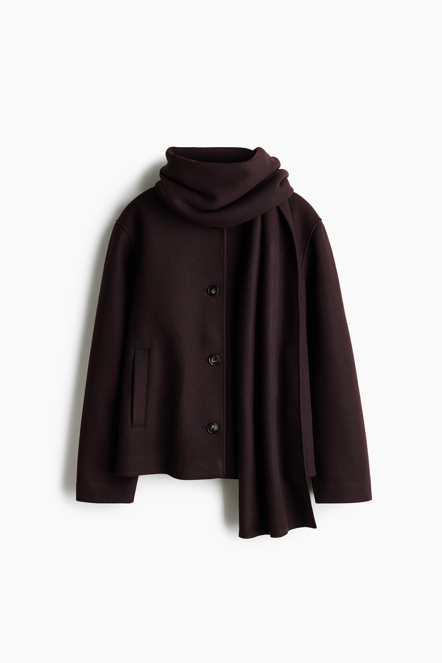 Scarf-Detail Jacket - Burgundy - 1