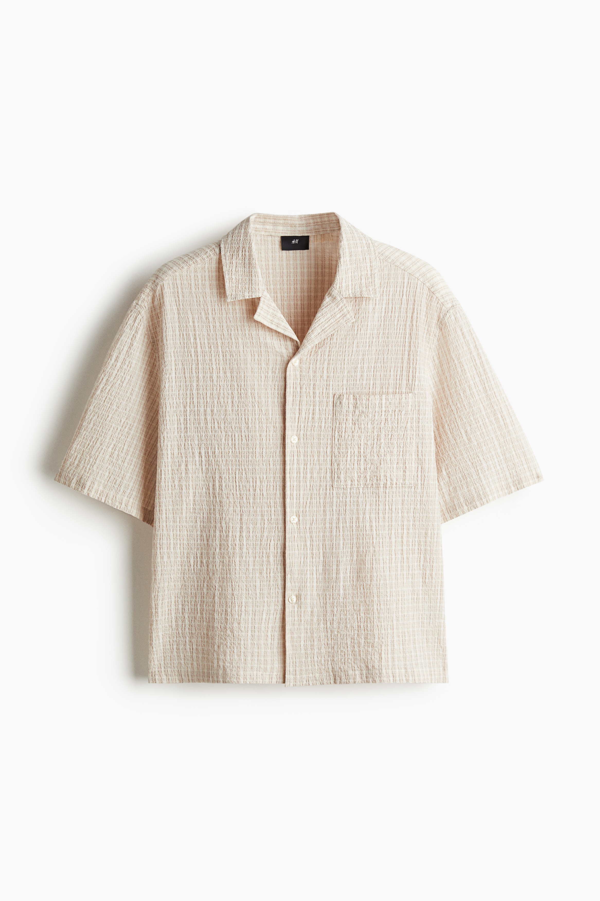 Camisa resort Loose Fit en seersucker - Beige/Cuadros