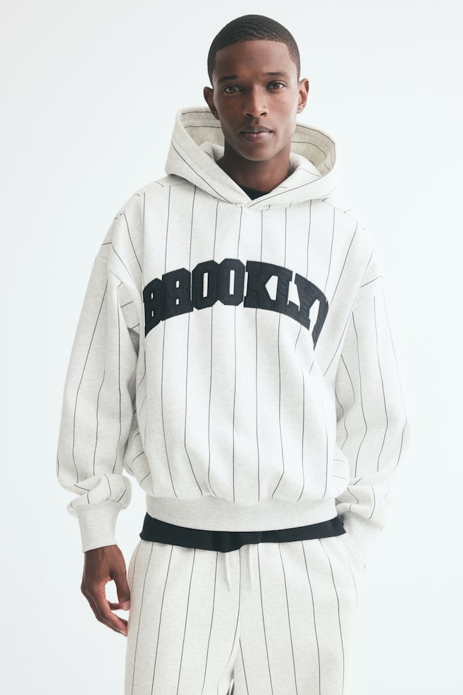 Oversized Hoodie with Motif - Light gray melange/Brooklyn/Black/Brooklyn - 1