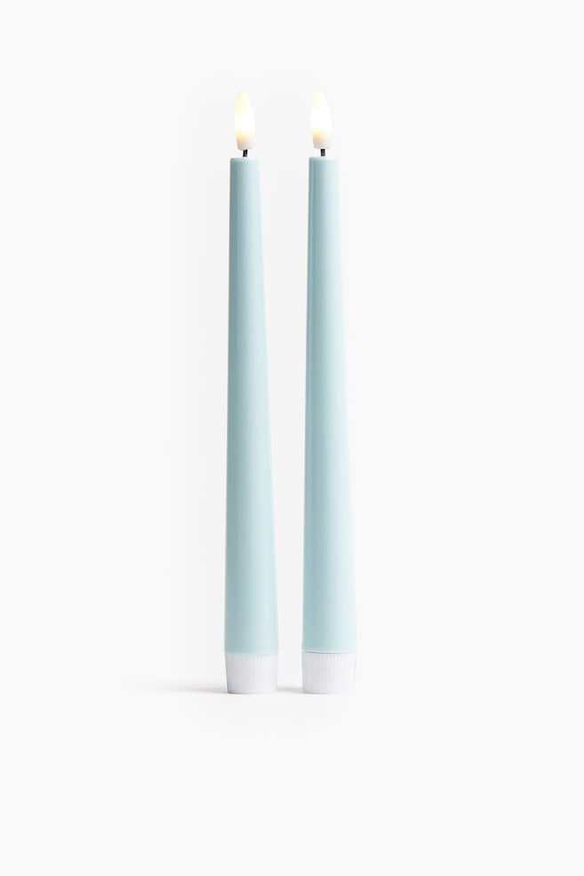 Set van 2 smal toelopende ledkaarsen - Lichtblauw - 1
