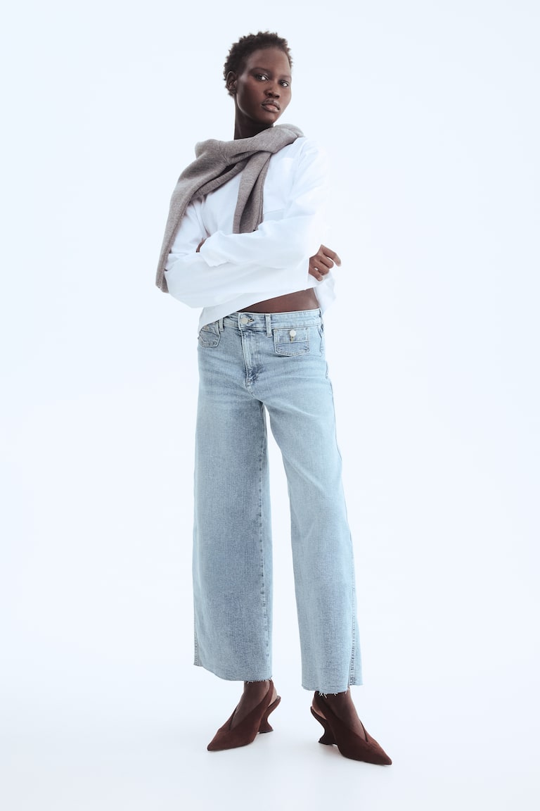 Wide High Waist Ankle Jeans