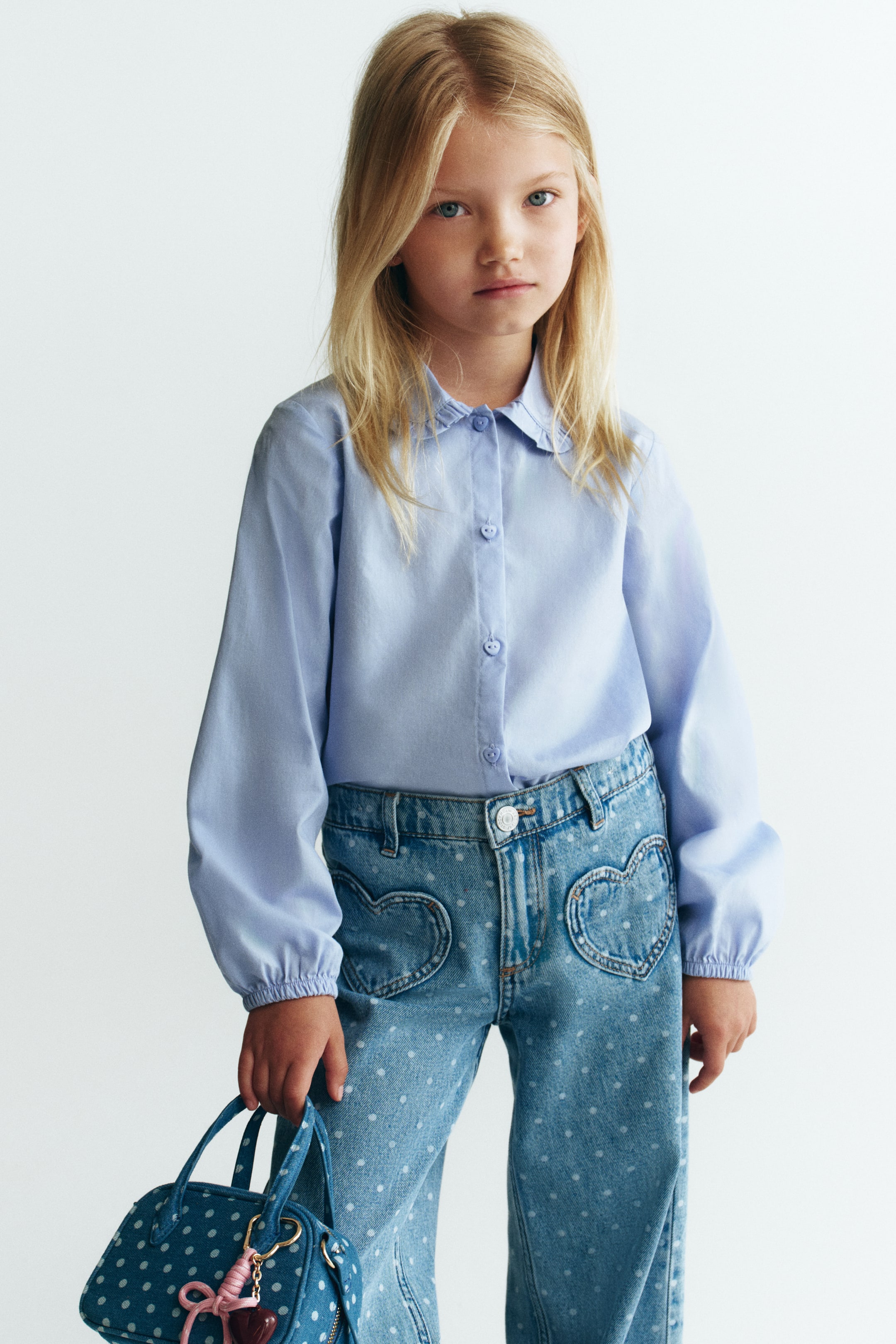 View larger image: Cotton Blouse with Collar - Light blue - Kids | H&M PH 1