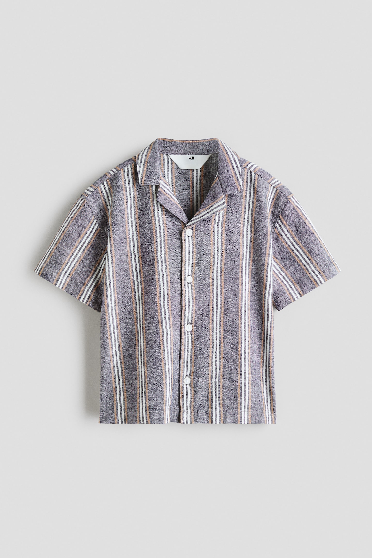 Linen-Blend Resort Shirt - Dark blue/taupe striped/Dusty khaki green/Light taupe/dinosaurs