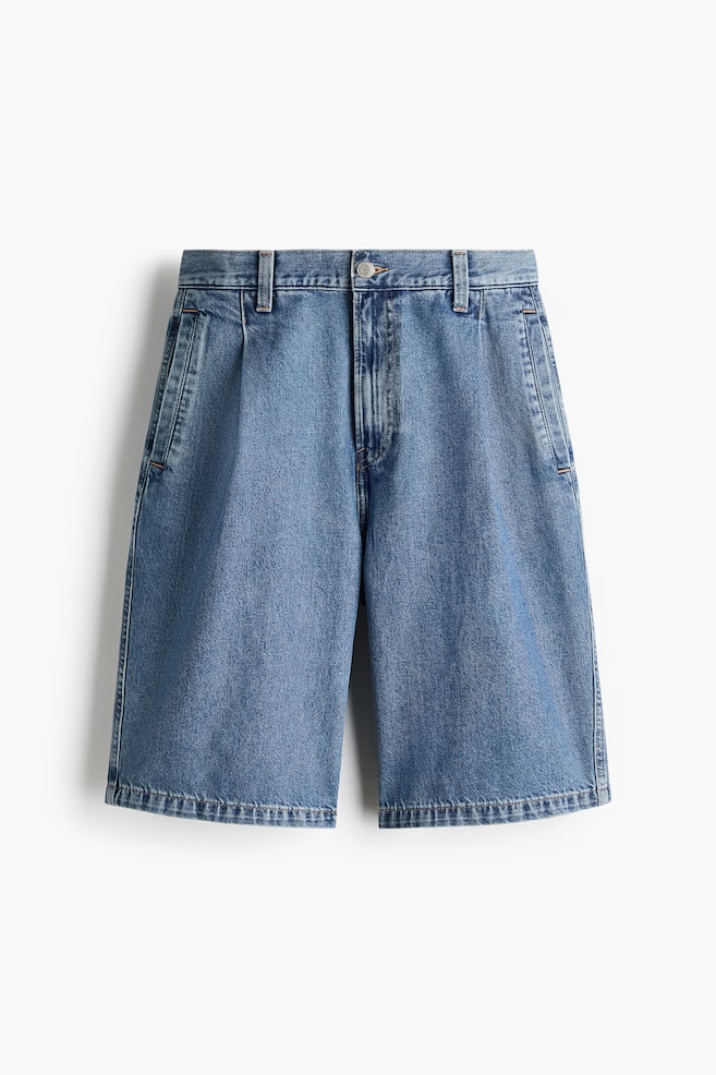 Baggy Denimshorts mit Bundfalten - Dunkles Denimblau/Dunkles Denimblau - 1