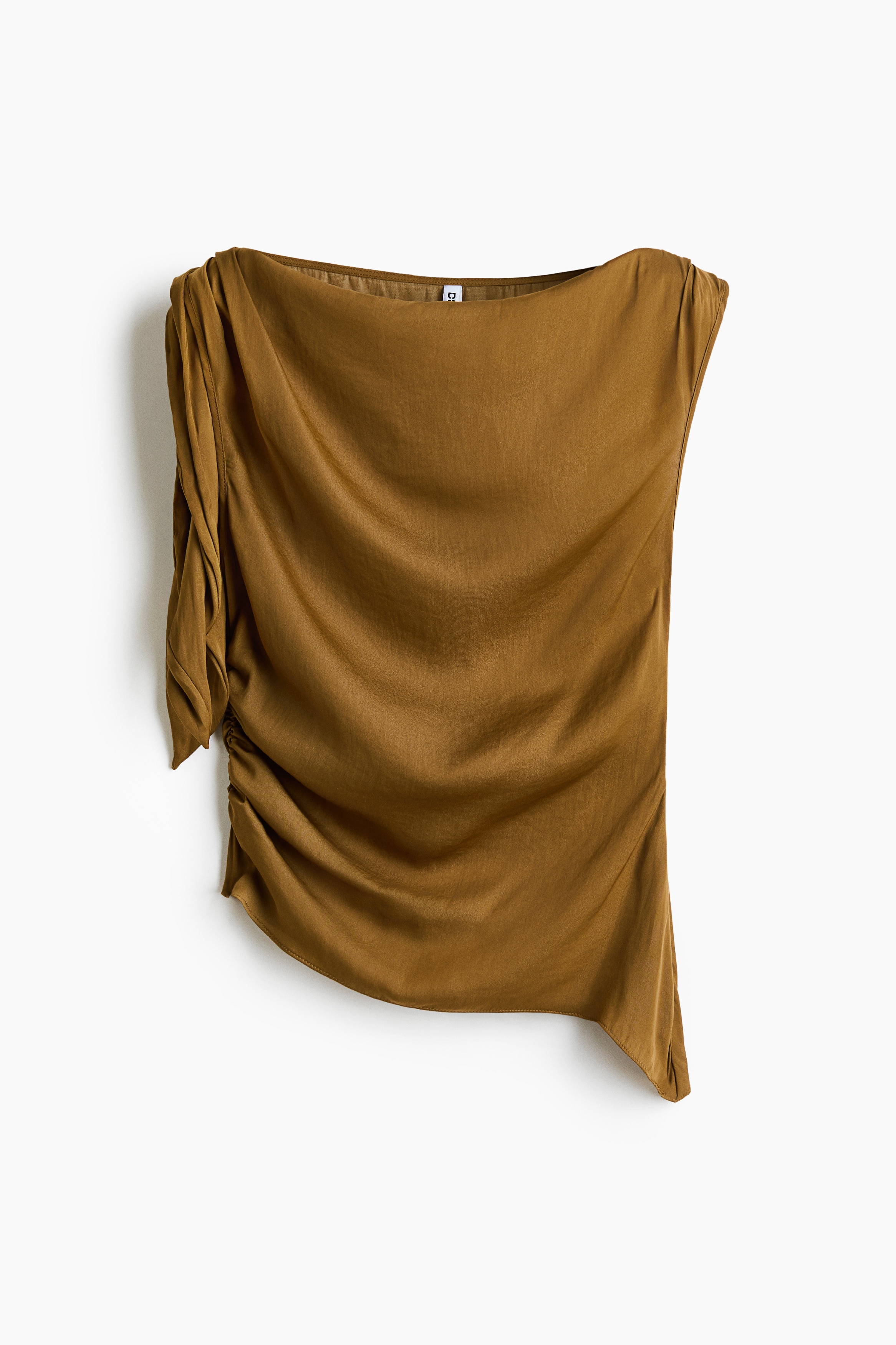 Asymmetric tie-detail top - Dark olive green/Light pink/Cream
