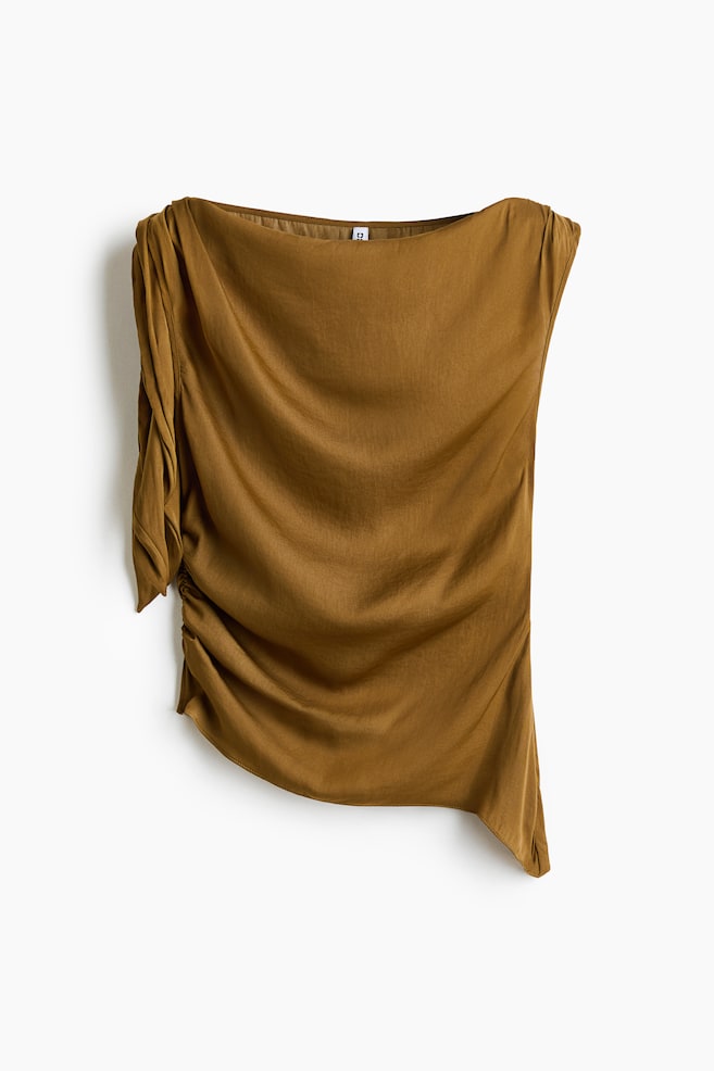 Top assimétrico com detalhe de laçada - Verde oliva escuro/Amarelo claro/Preto/Creme/Rosa claro - 1