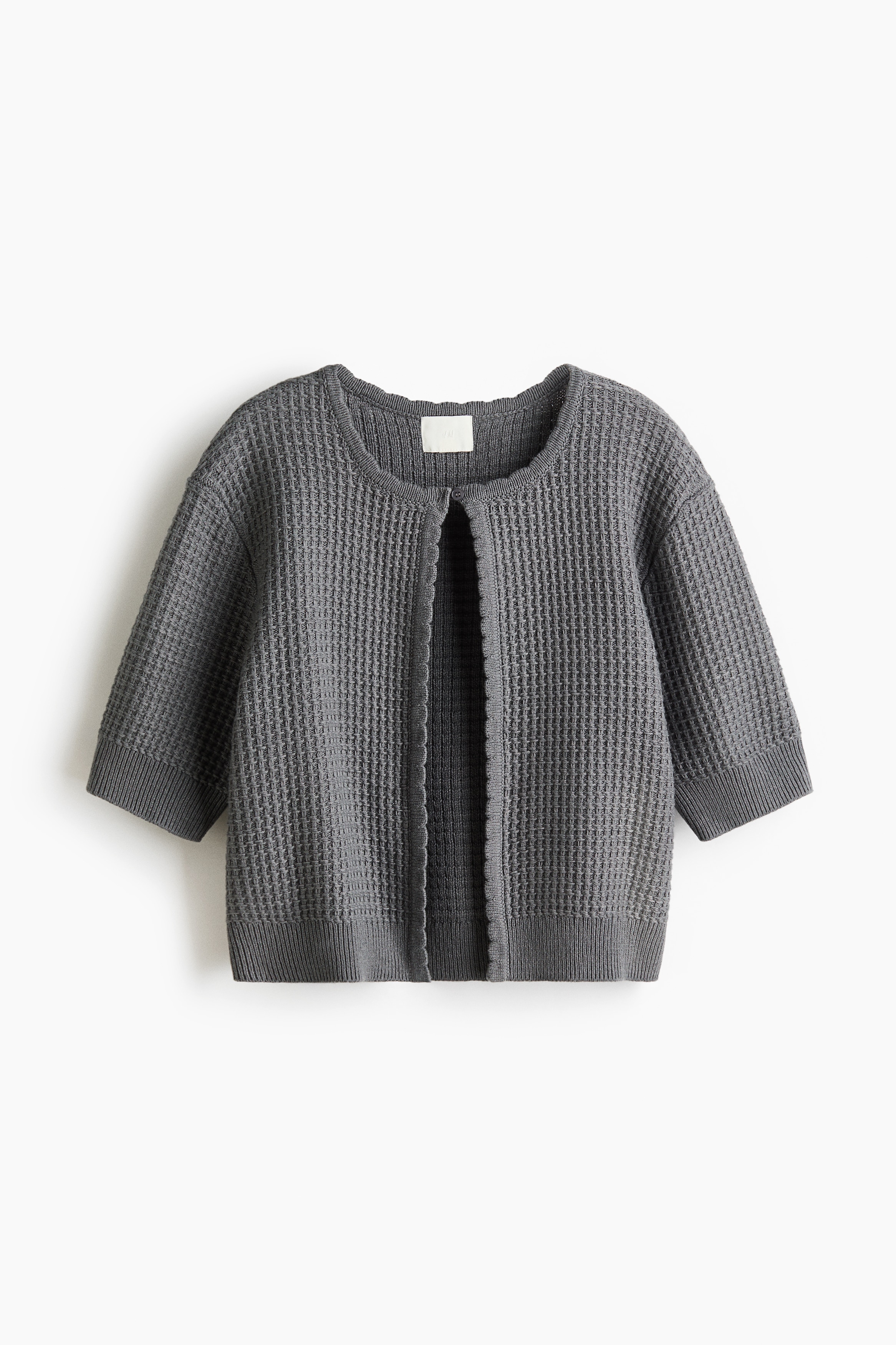 Áo cardigan dệt kim ô vuông - Màu xám/Màu kem