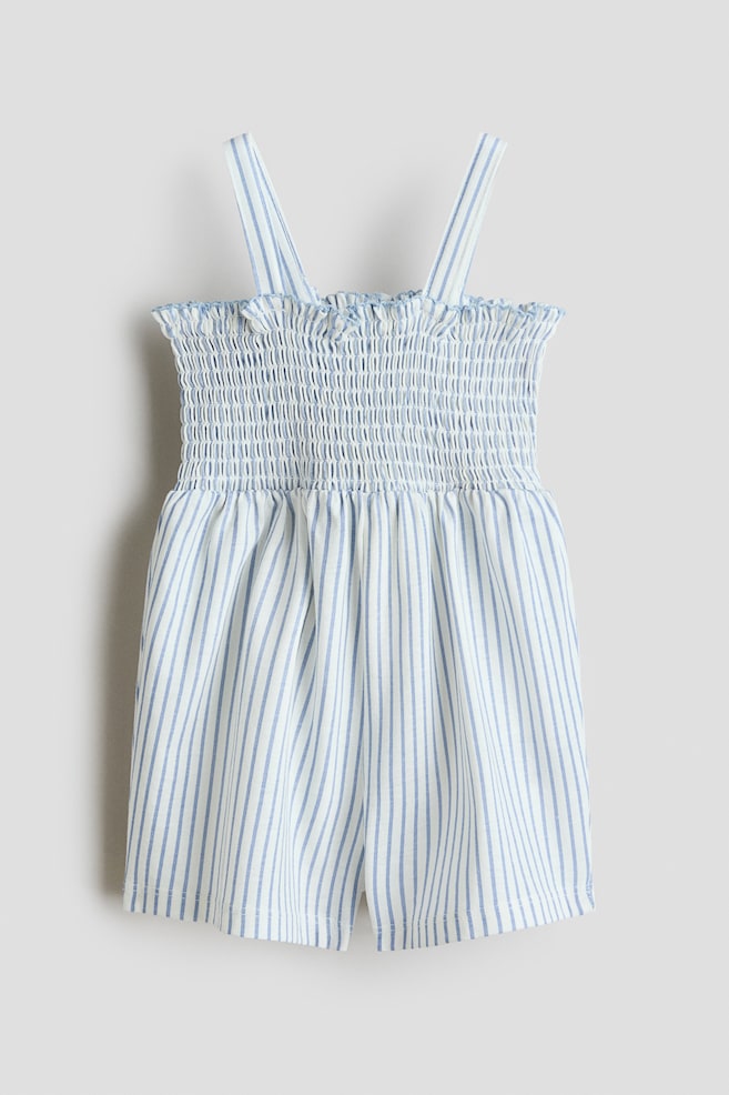 Cotton romper suit - Light blue/White striped - 1