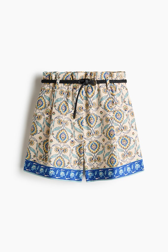 Женские шорты H&M Belted Linen-Blend Shorts