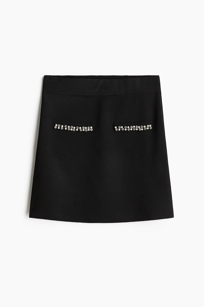 Embellished knitted skirt - Black - 1