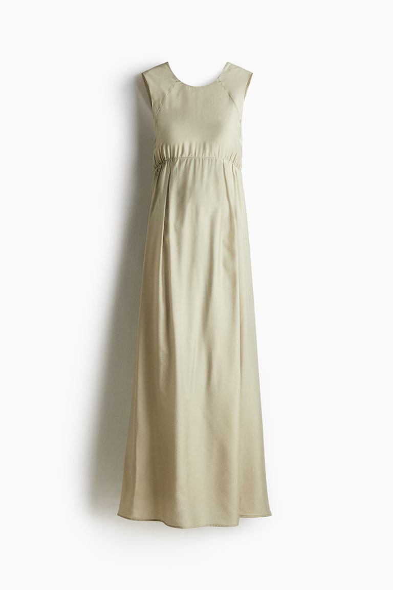 Women's Light khaki green MAMA Long Dress with Bow at Back | H&M US