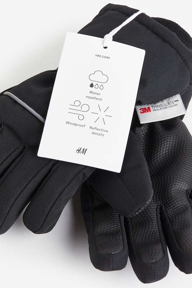 Water-repellent padded gloves - Black - 2