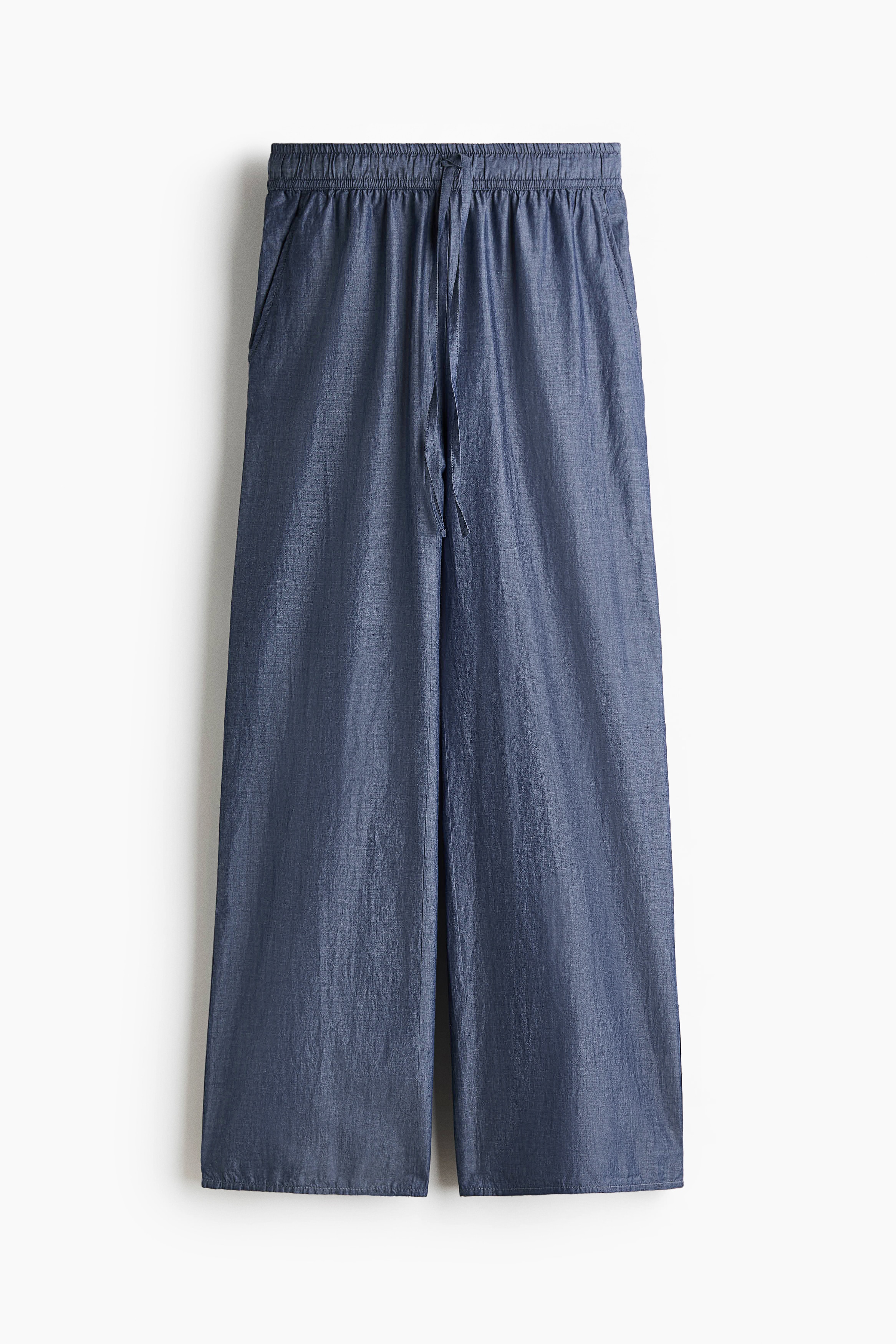 Cotton drawstring trousers - Dark denim blue