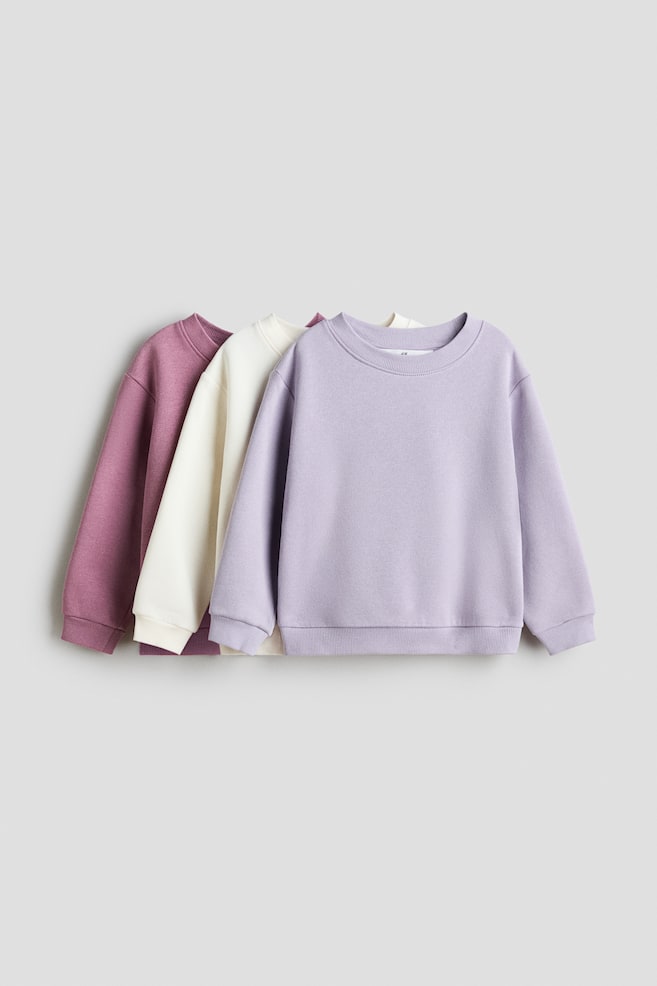 3-pack Brushed-Inside Sweatshirts - Light purple/dusty rose/Light pink/apricot - 1