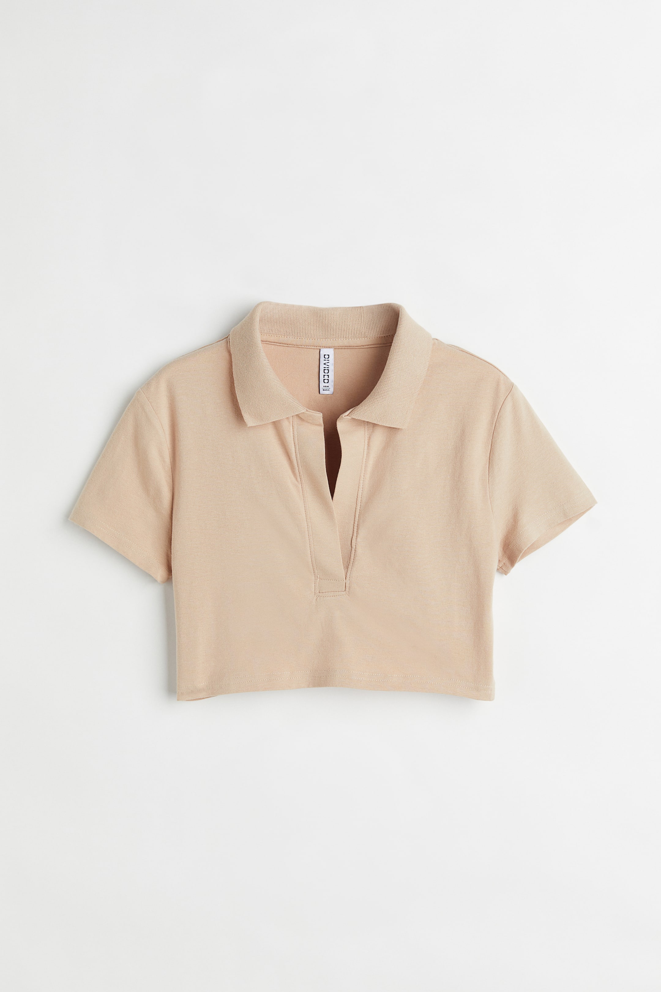 Collared Cropped Top Light Beige Ladies Handm Gb