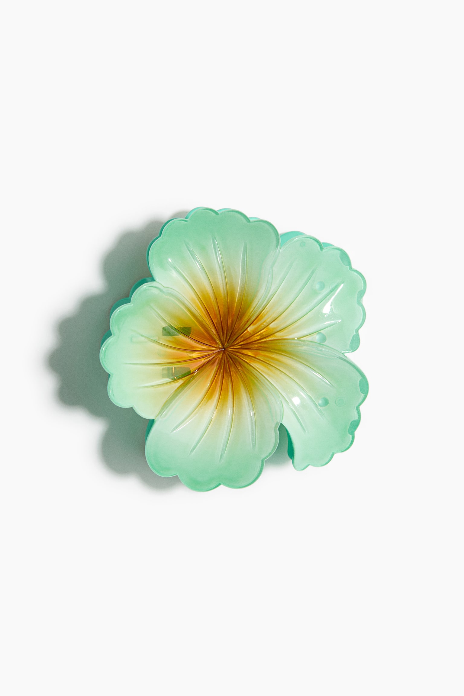Flower-Shaped Hair Claw - Light green/Dark red/Yellow - 1