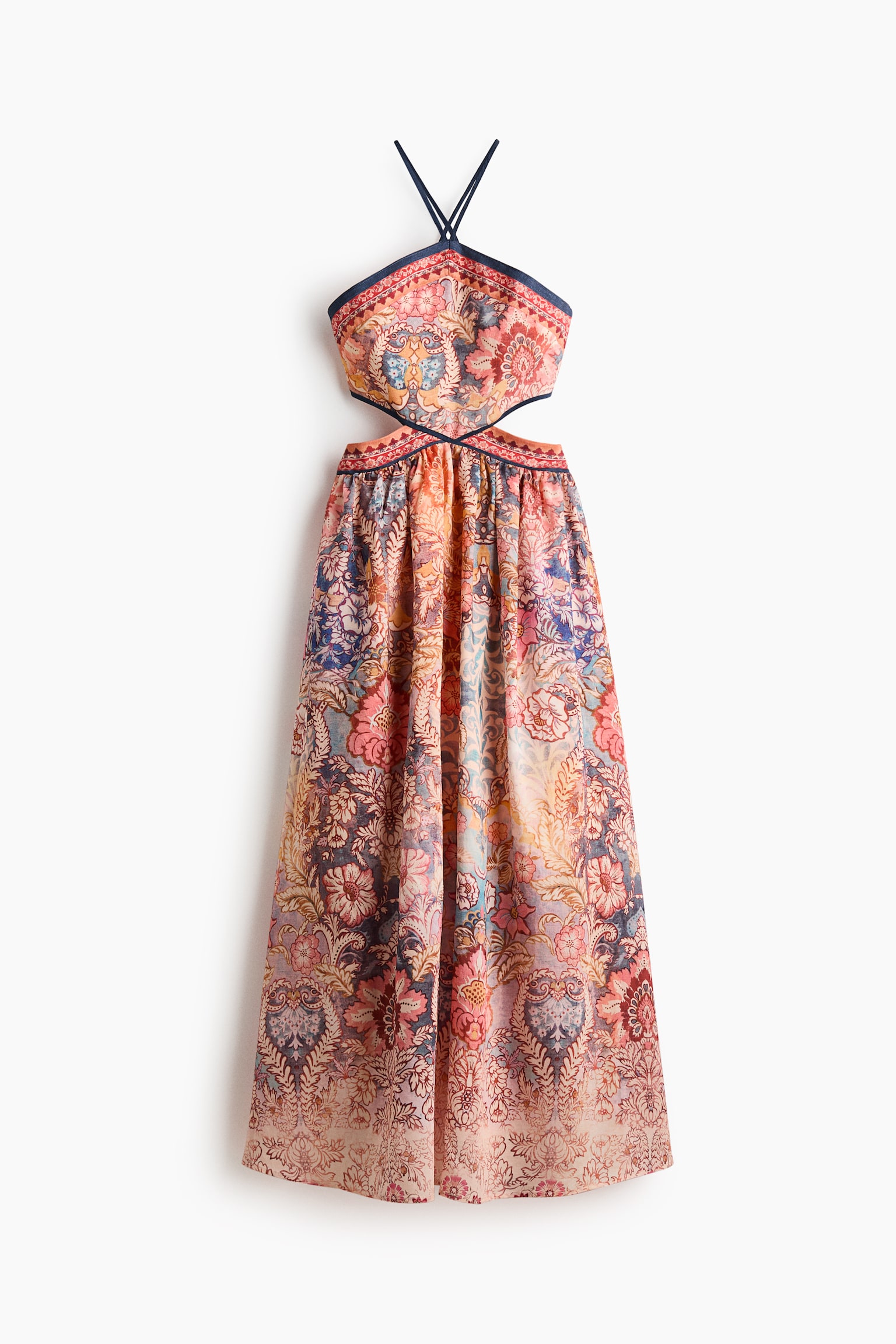Vestido halter con aberturas-Anaranjado/Diseño paisley - 2