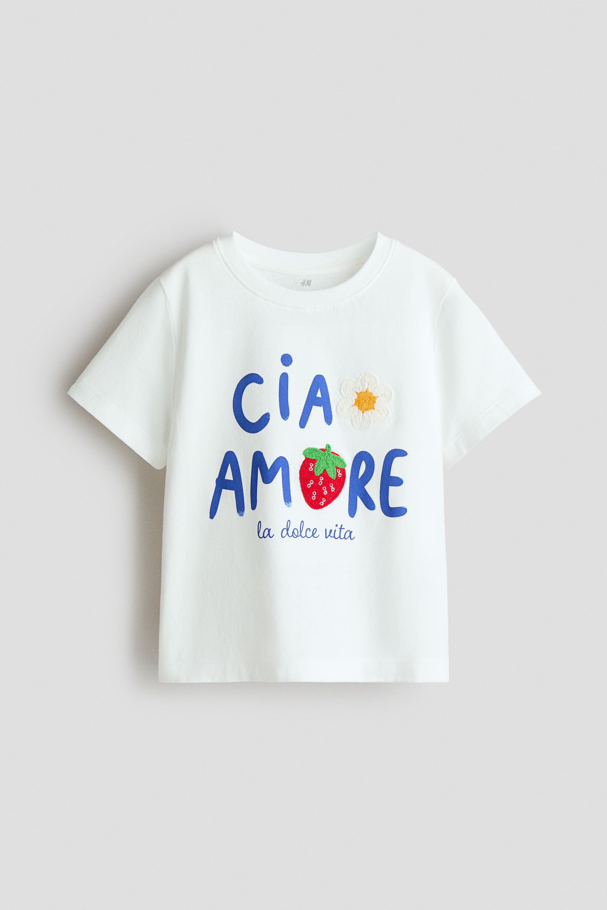 T-Shirt with Motif - Cream/Ciao/Light pink/hearts/White/navy blue/Pink/strawberry/Navy blue/Cream/bows/White/strawberries