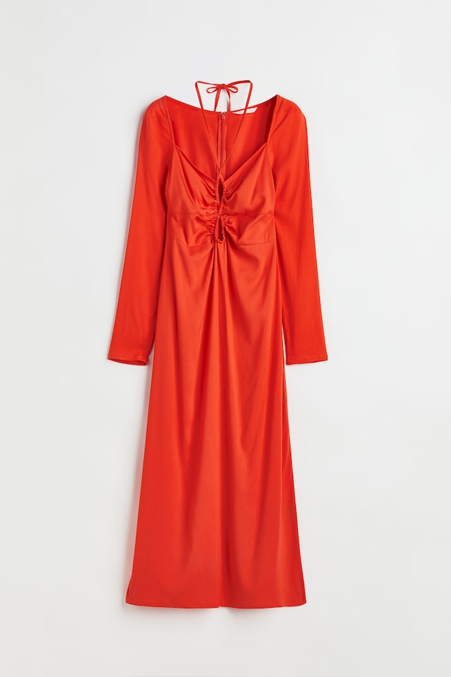 Vestido ajustado con escote halter - Rojo vivo - 1