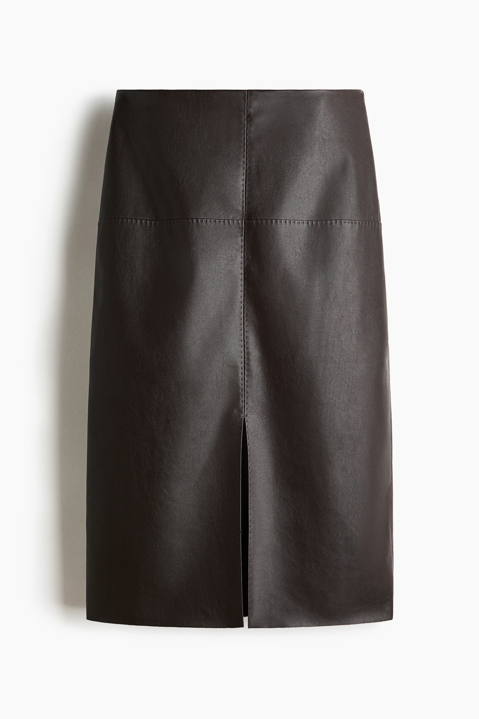 Coated Fabric Pencil Skirt - Dark brown - 1