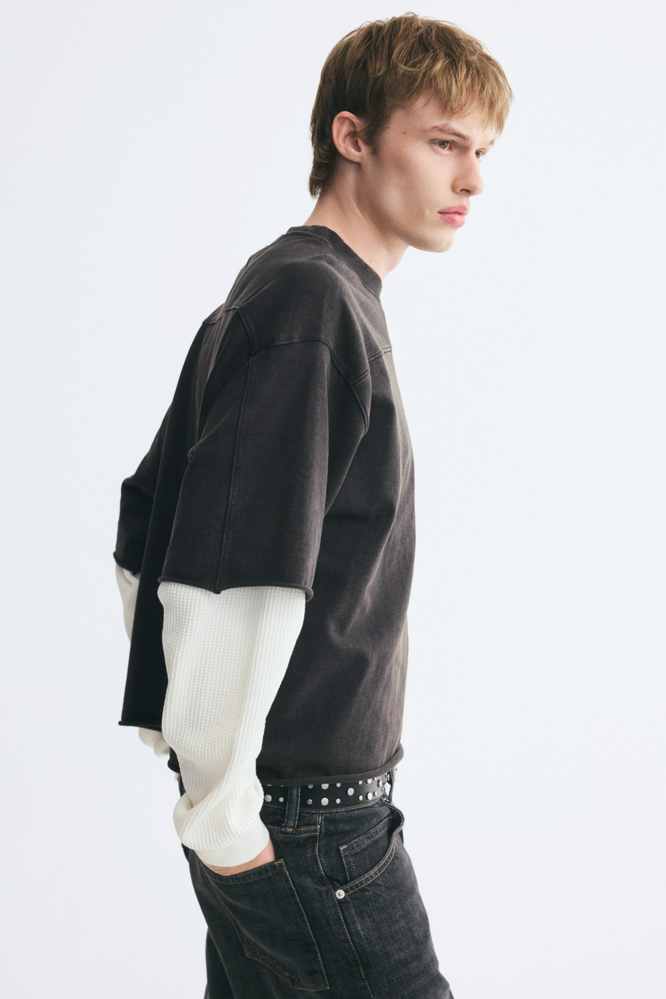 Oversized-Fit Layered Long-Sleeved T-Shirt