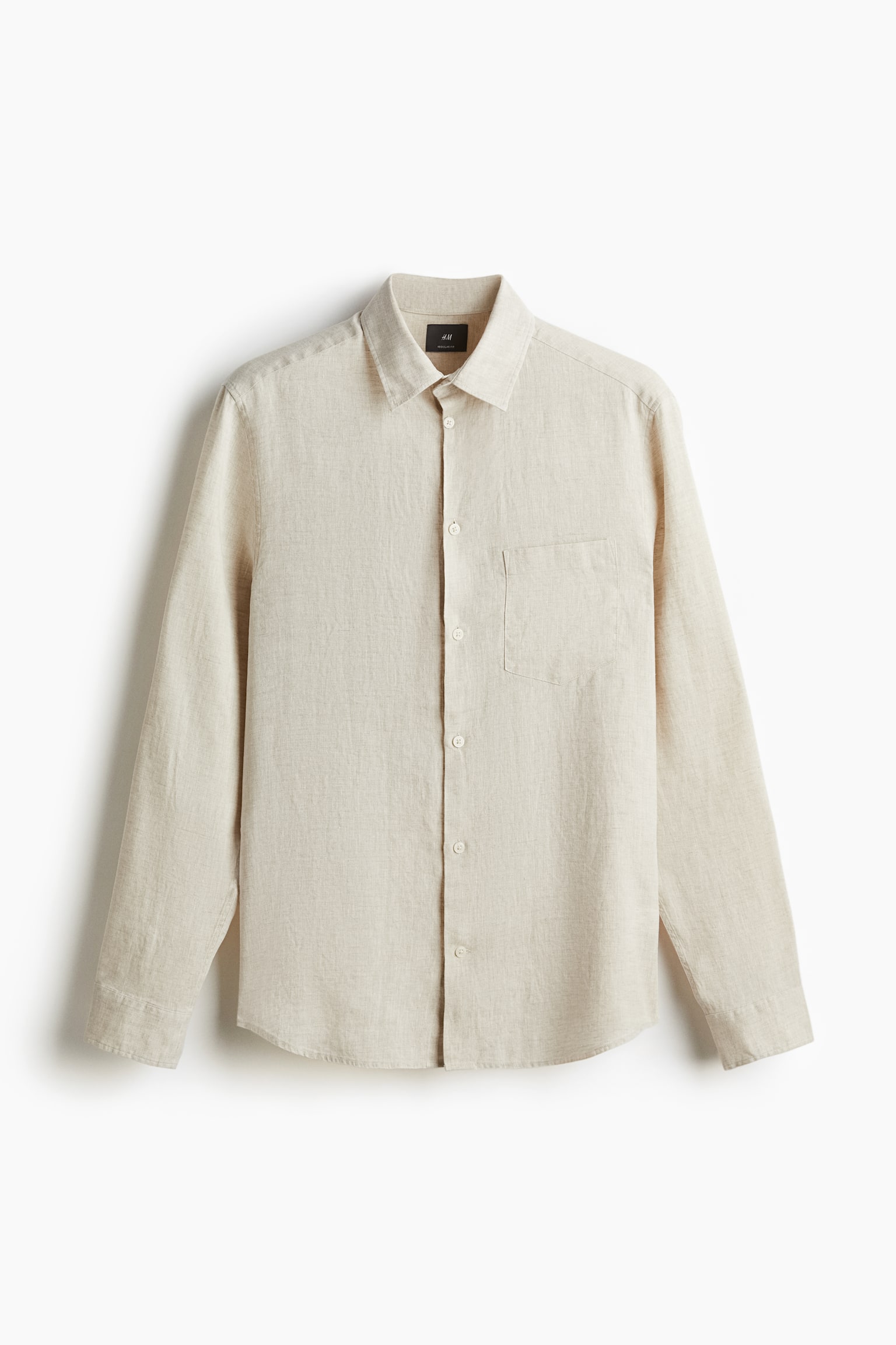 Regular Fit Linen shirt - Light beige - 1