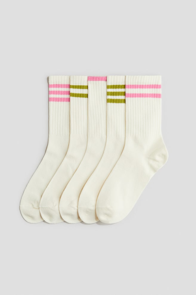 Calze 5 paia - Crema/Rosa/viola/blu pallido/Viola chiaro/righe/Rosa/verde menta/Viola/bianco/Rosa/beige mélange - 1
