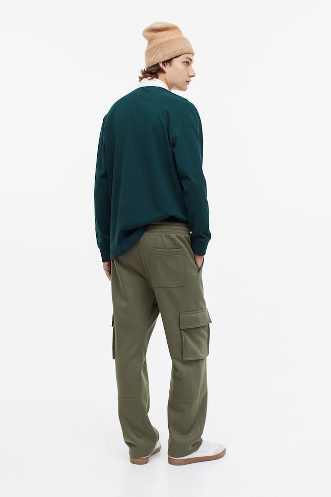 Relaxed Fit Cargo joggers - Khaki green/Black - 5