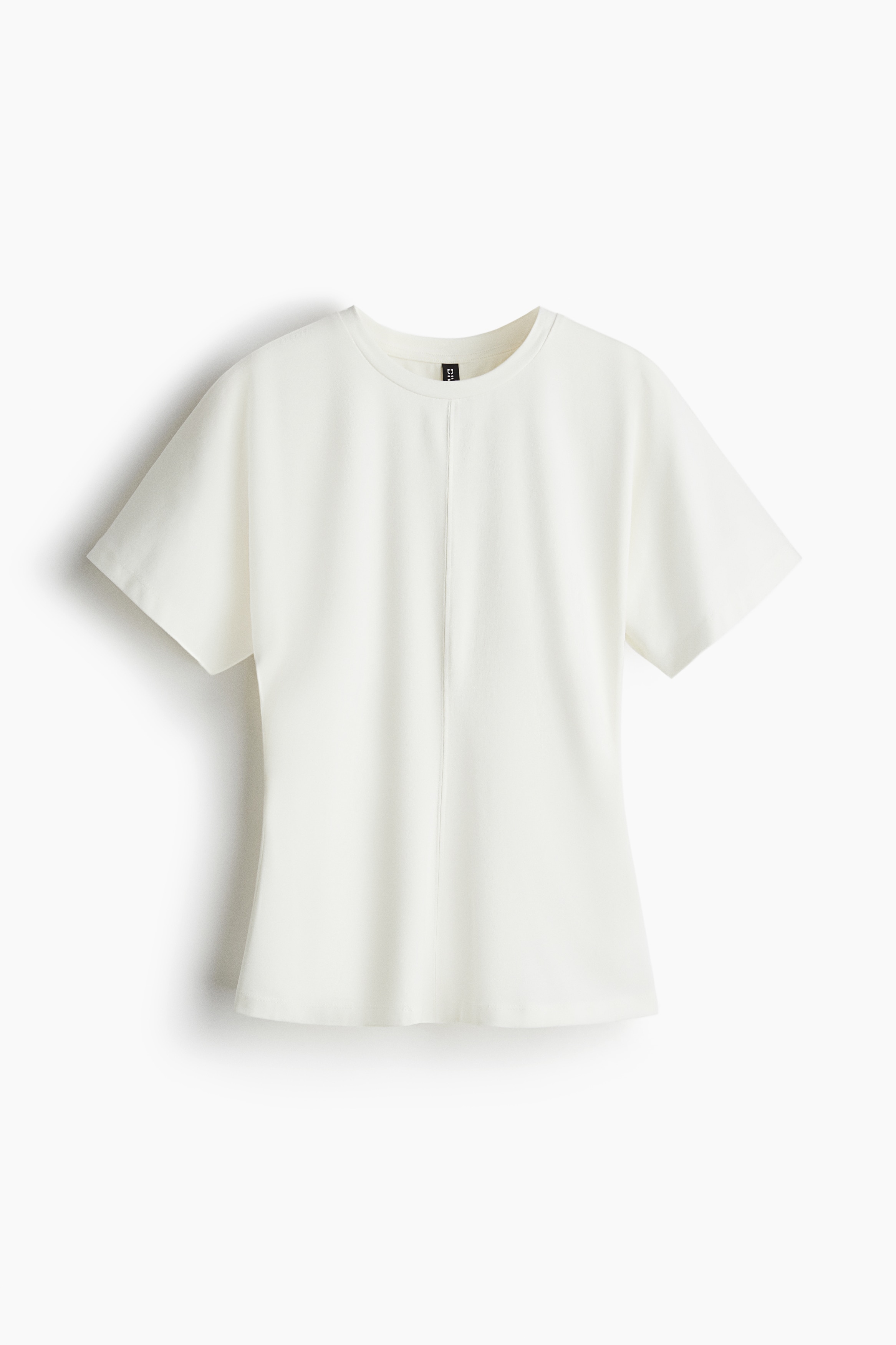 Ruched T-shirt - White/Black/Dark beige