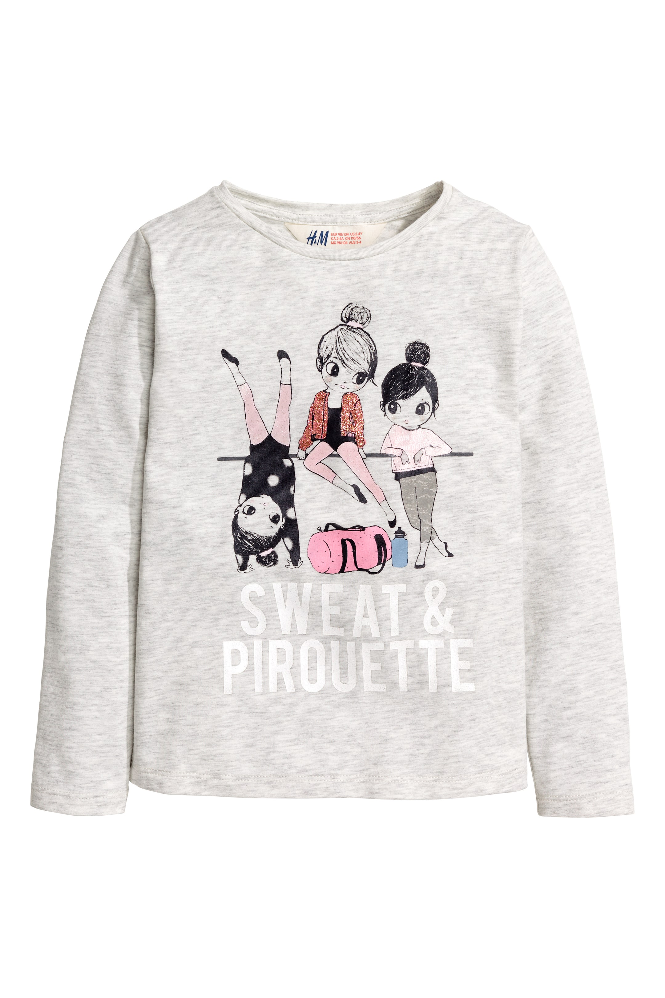 View larger image: Long-sleeved top - Light grey marl - Kids | H&M GB 1