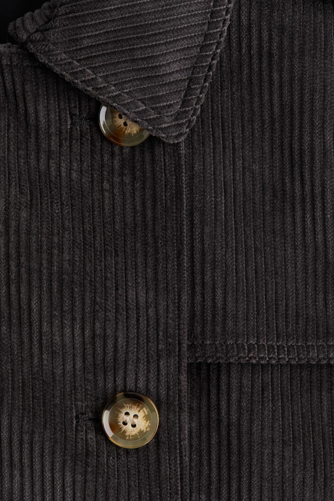 Sleeveless corduroy trench coat - Black - 4