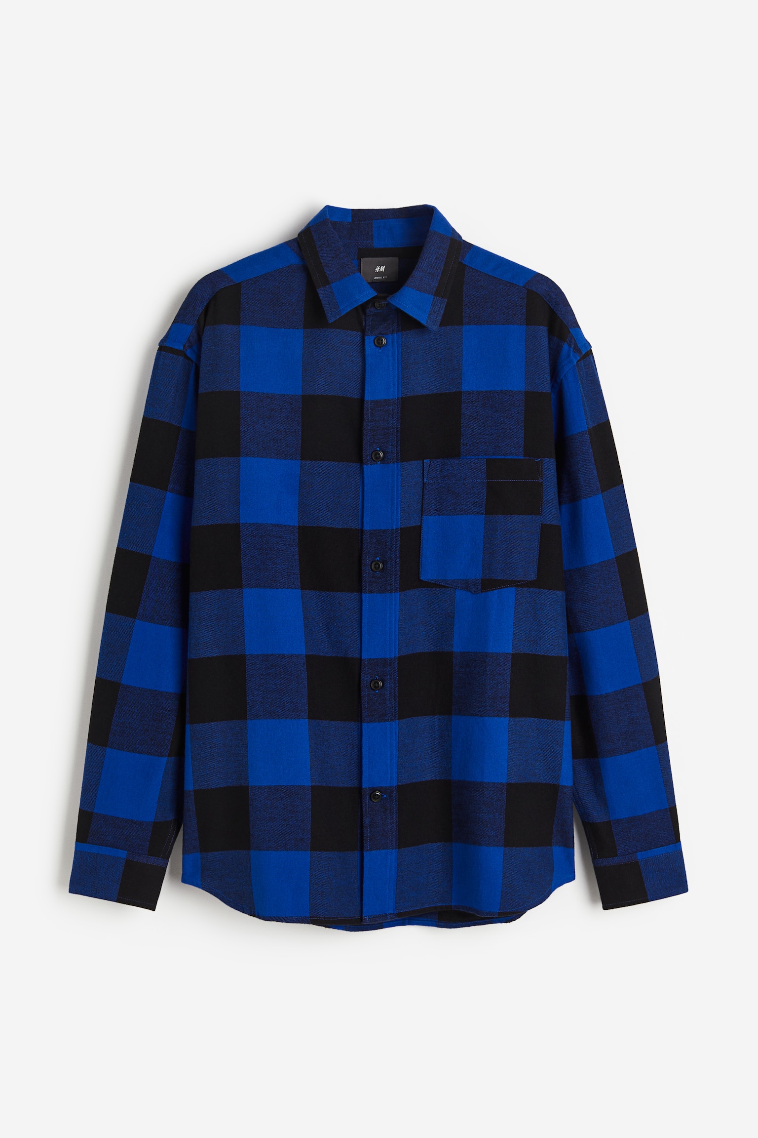 Relaxed Fit Flannel Shirt - Blue/Check/Red/Check/Black/Check/Dark grey/Check - 2