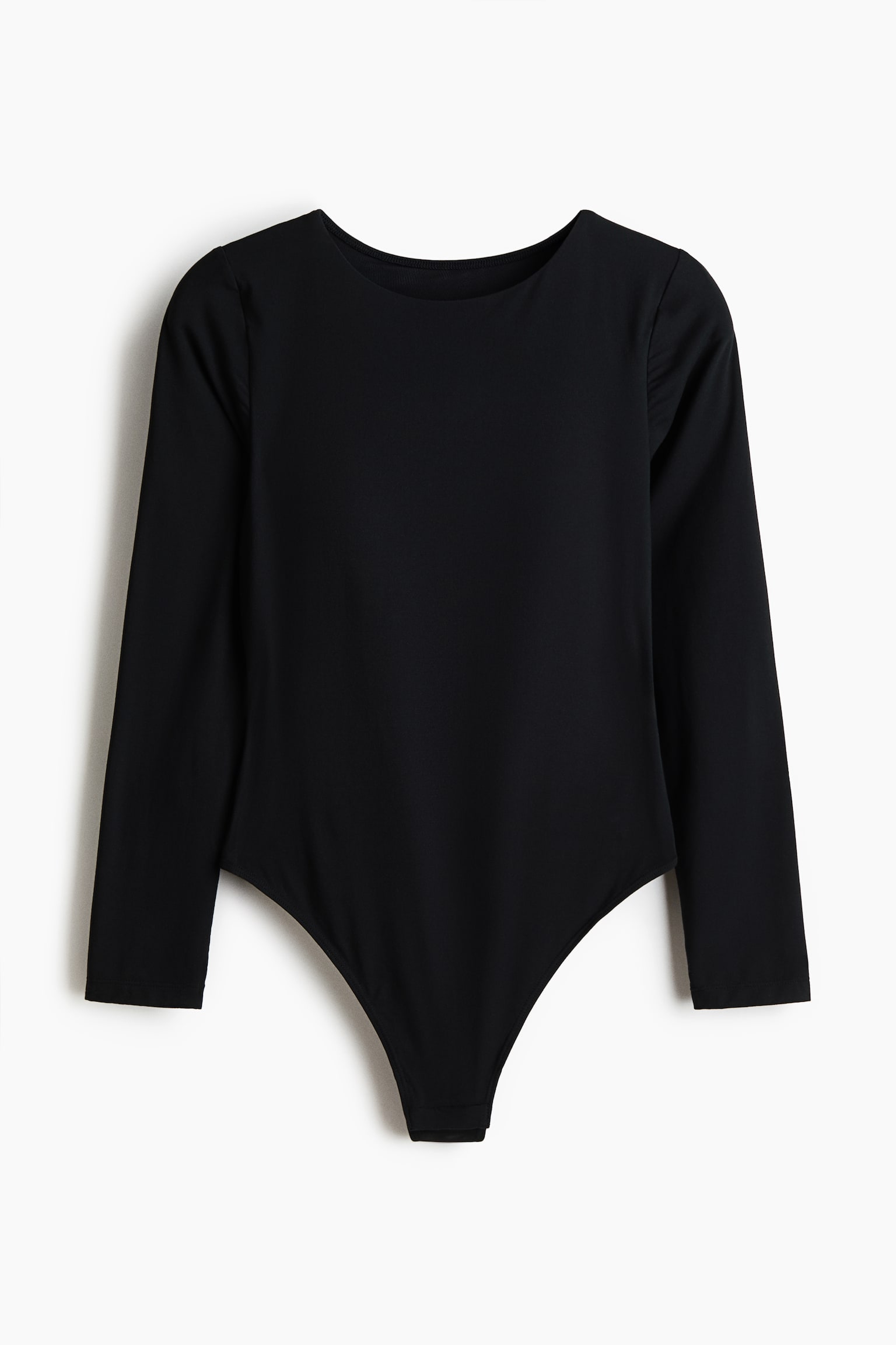 Padded-Cup Microfiber Thong Bodysuit - Black - 1