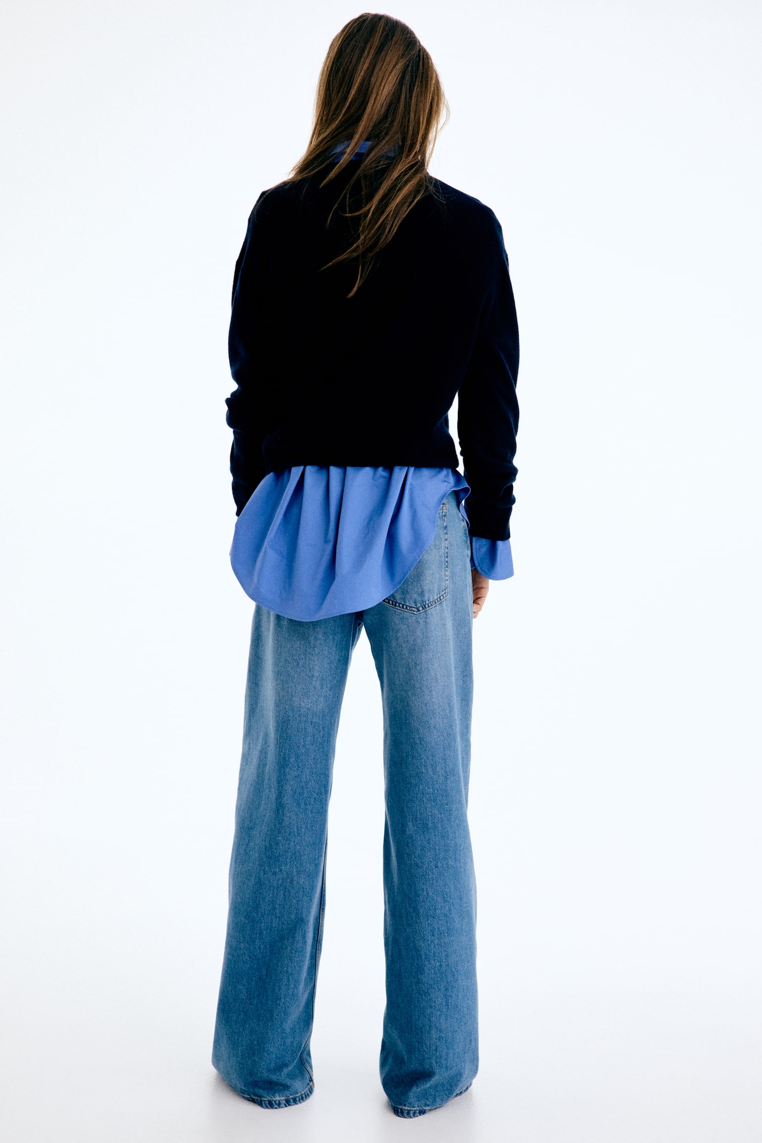 Wide High Waist Jeans - כחול ג'ינס/כחול ג'ינס כהה/כחול ג'ינס - 8